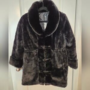 Luxurious Black Faux Fur Coat